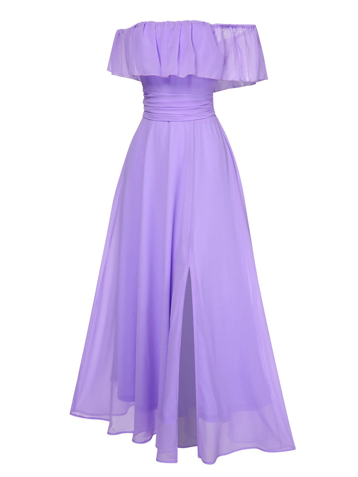 1930s Solid Roll Collar Off Shoulder Slit Dress, vintage dress, retro fashion - perfect for women who love vintage and retro fashion