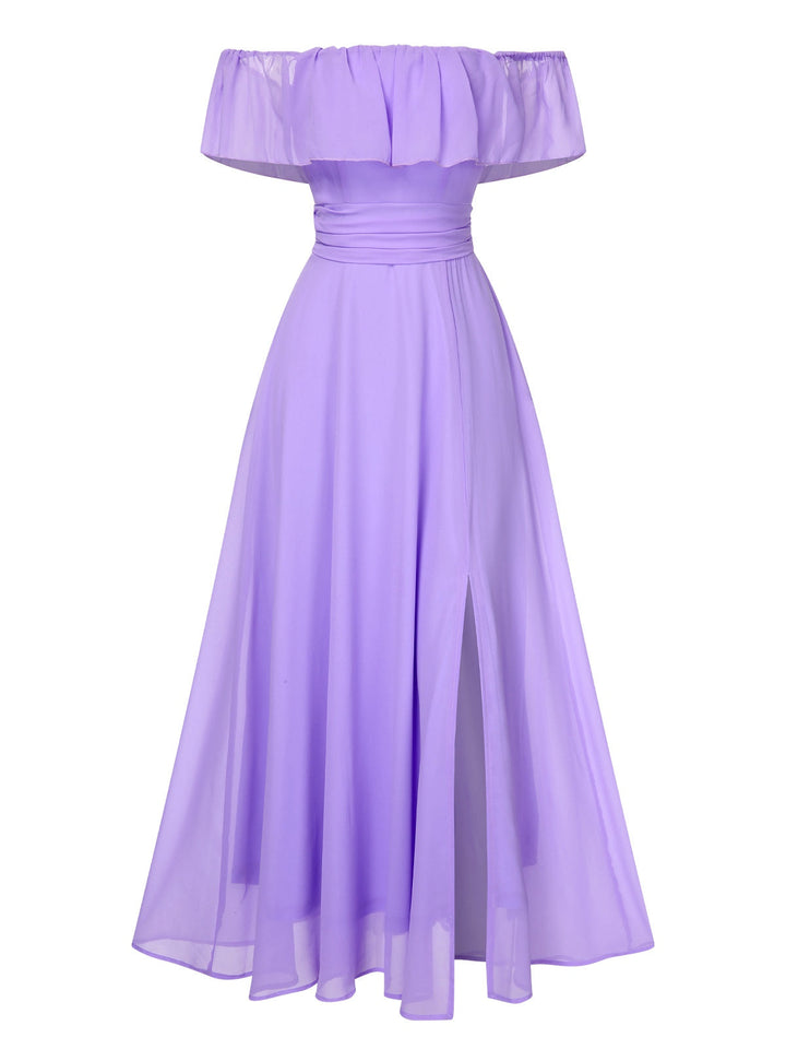 1930s Solid Roll Collar Off Shoulder Slit Dress, vintage dress, retro fashion - perfect for women who love vintage and retro fashion