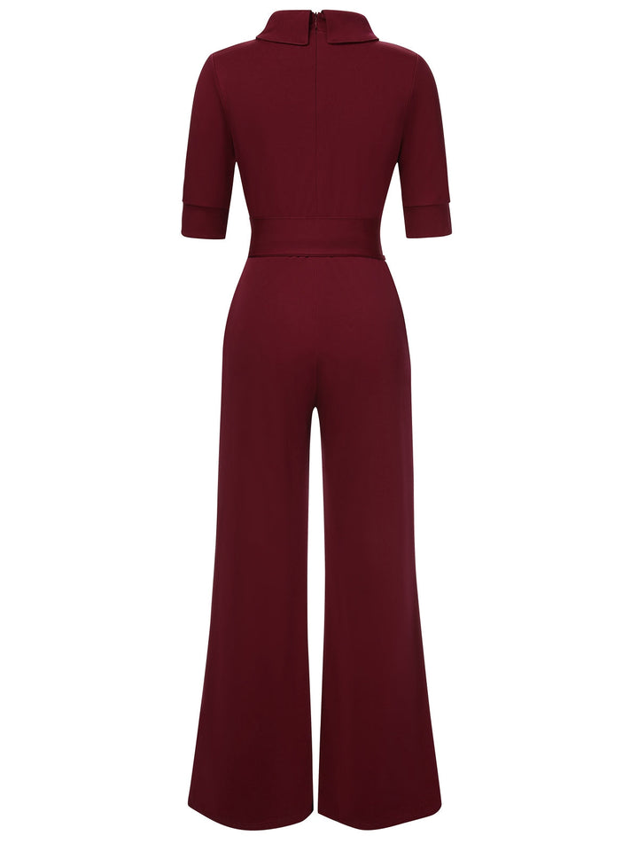 1930s Solid Rolled Collar Belted Jumpsuit, vintage romper, retro jumpsuit - perfect for women who love vintage and retro fashion