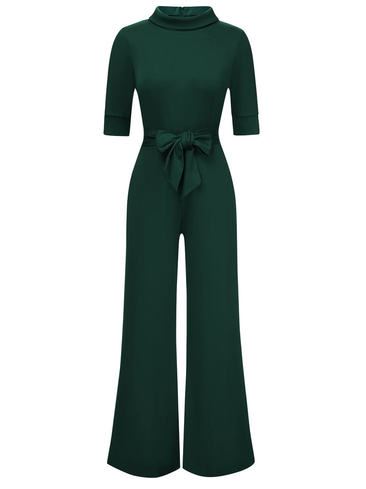 1930s Solid Rolled Collar Belted Jumpsuit, vintage romper, retro jumpsuit - perfect for women who love vintage and retro fashion
