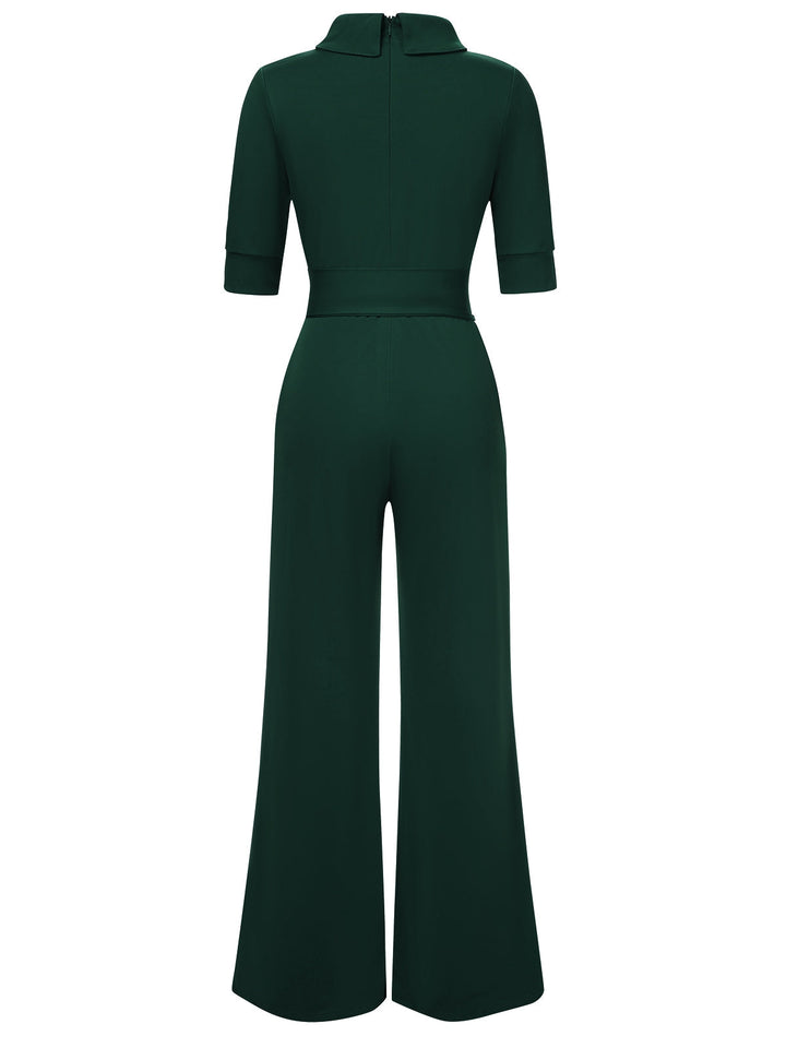 1930s Solid Rolled Collar Belted Jumpsuit, vintage romper, retro jumpsuit - perfect for women who love vintage and retro fashion