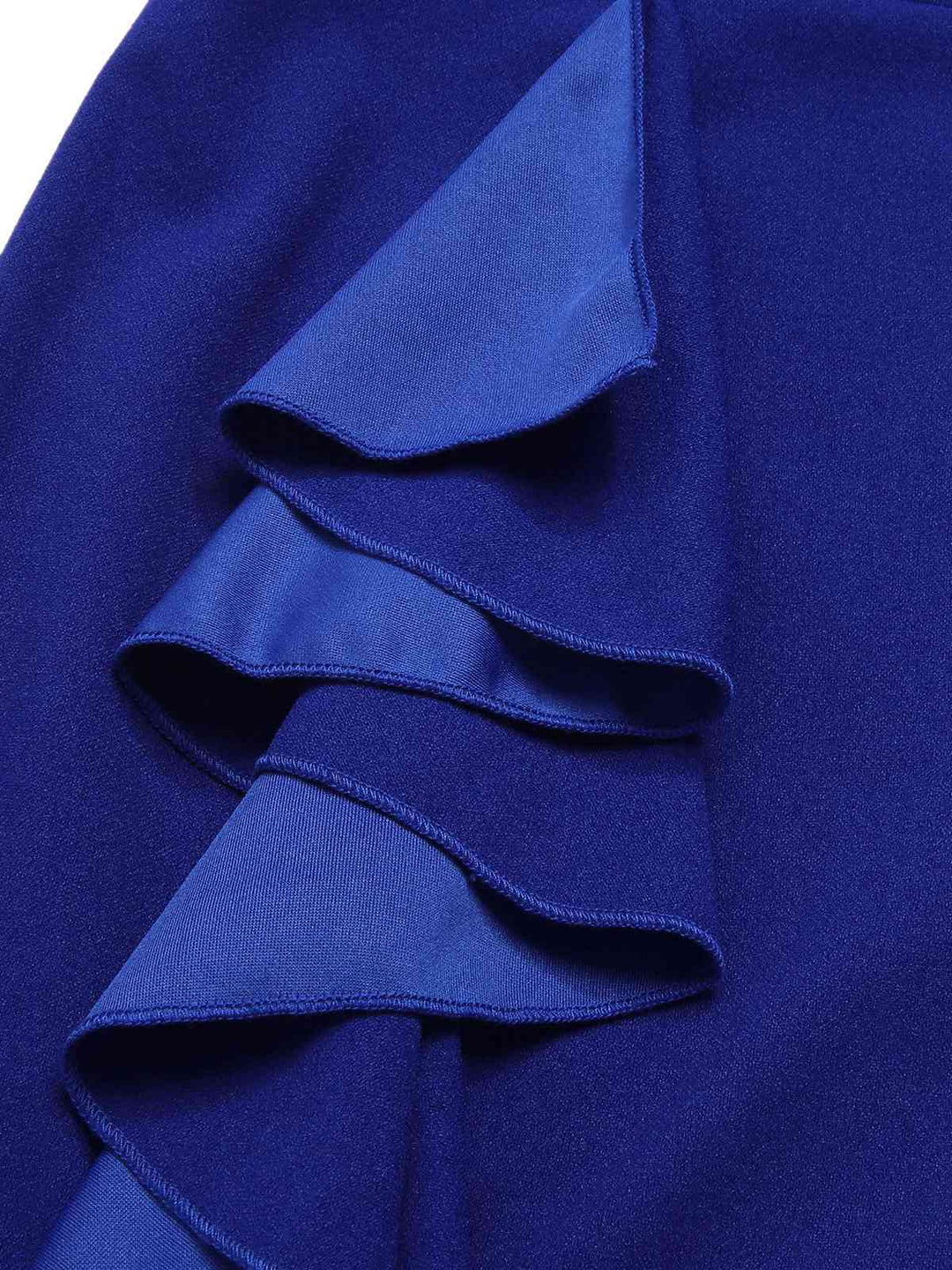 1930s Solid Ruffle One-Shoulder Slit Dress, vintage dress, retro fashion - perfect for women who love vintage and retro fashion