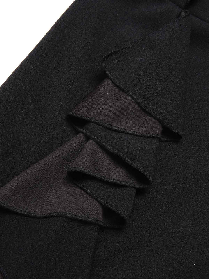 1930s Solid Ruffle One-Shoulder Slit Dress, vintage dress, retro fashion - perfect for women who love vintage and retro fashion