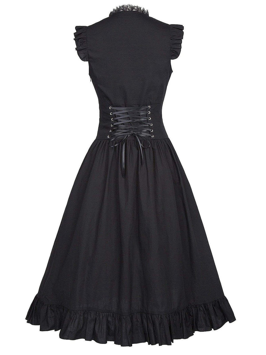 This 1930s Solid Ruffles Square Neck Steampunk Dress wraps her in 1930s elegance, one twirl at a time