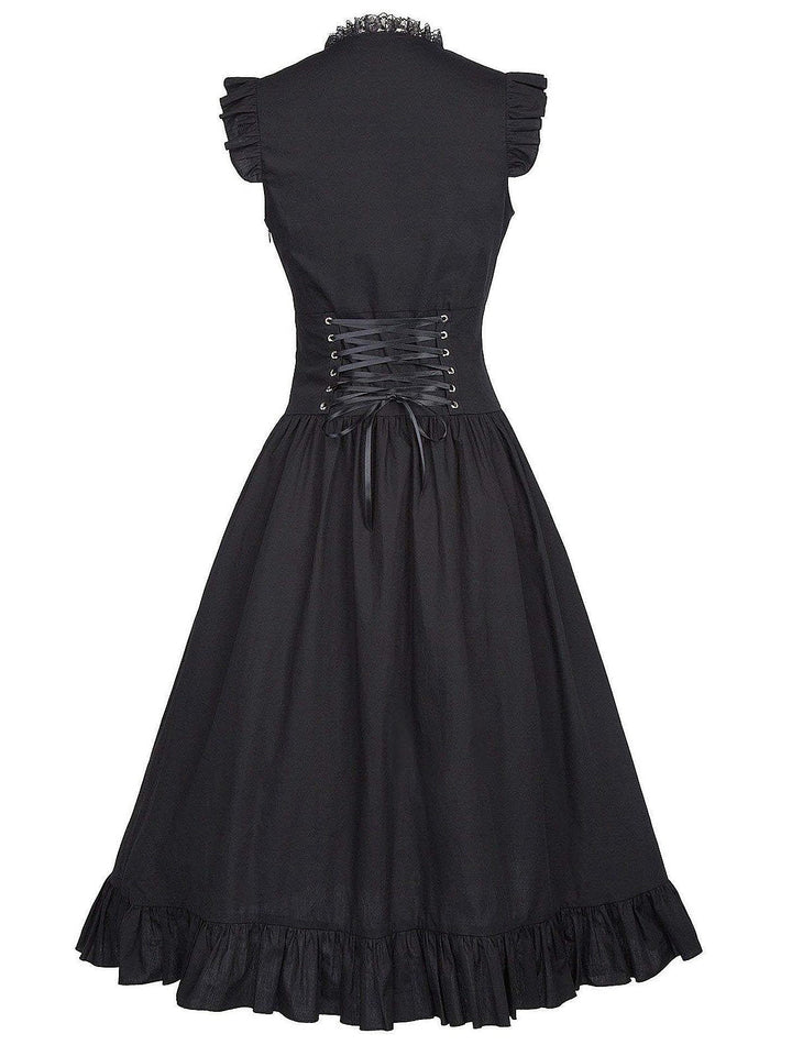 This 1930s Solid Ruffles Square Neck Steampunk Dress wraps her in 1930s elegance, one twirl at a time