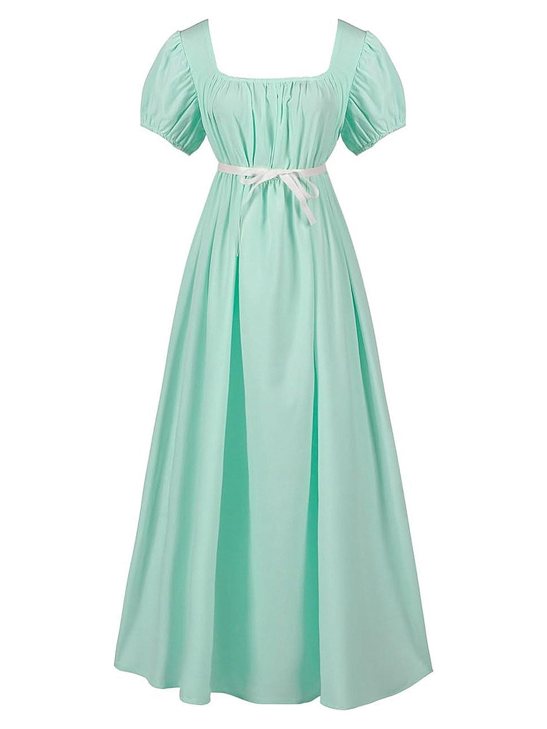 This 1930s Solid Square Neck Puff Sleeves Dress wraps her in 1930s elegance, one twirl at a time
