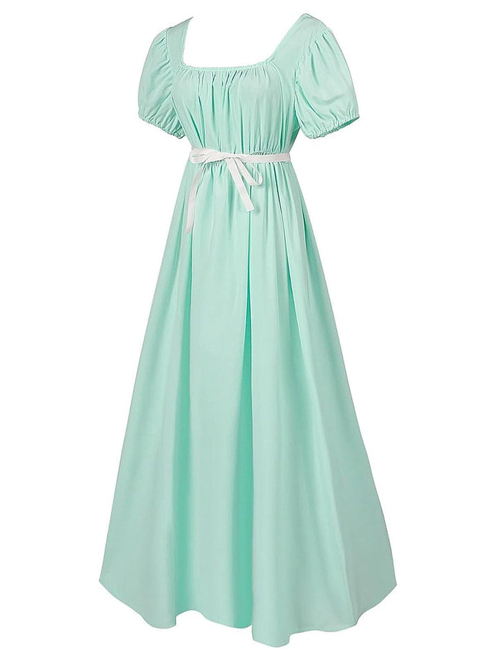 1930s Solid Square Neck Puff Sleeves Dress — the kind of 1930s dress that makes strangers smile