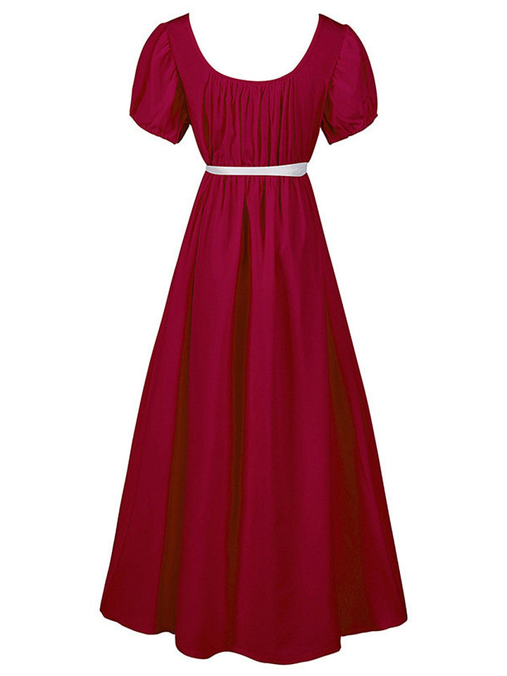 This 1930s Solid Square Neck Puff Sleeves Dress wraps her in 1930s elegance, one twirl at a time