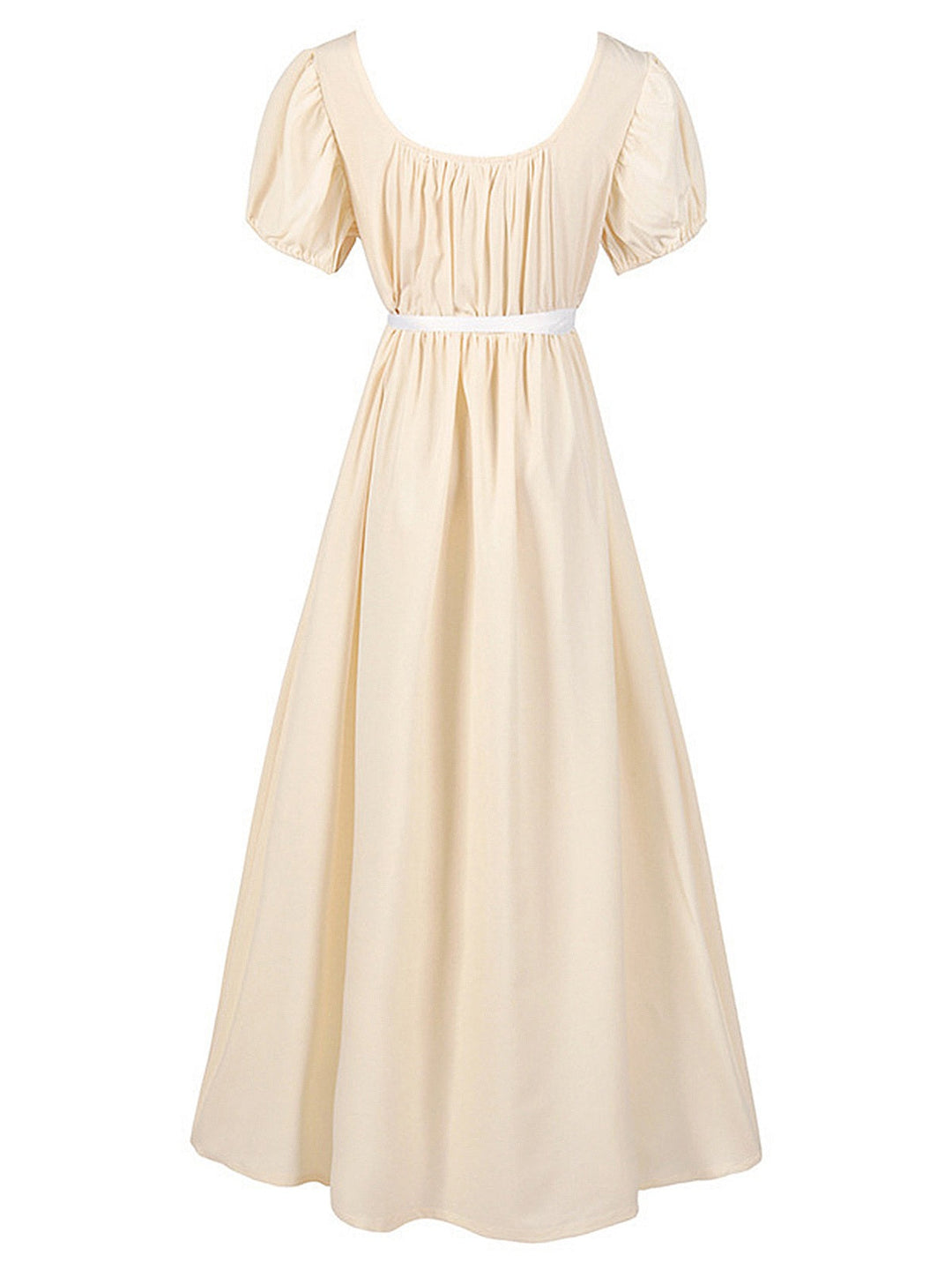 She slips into this 1930s Solid Square Neck Puff Sleeves Dress and suddenly it&