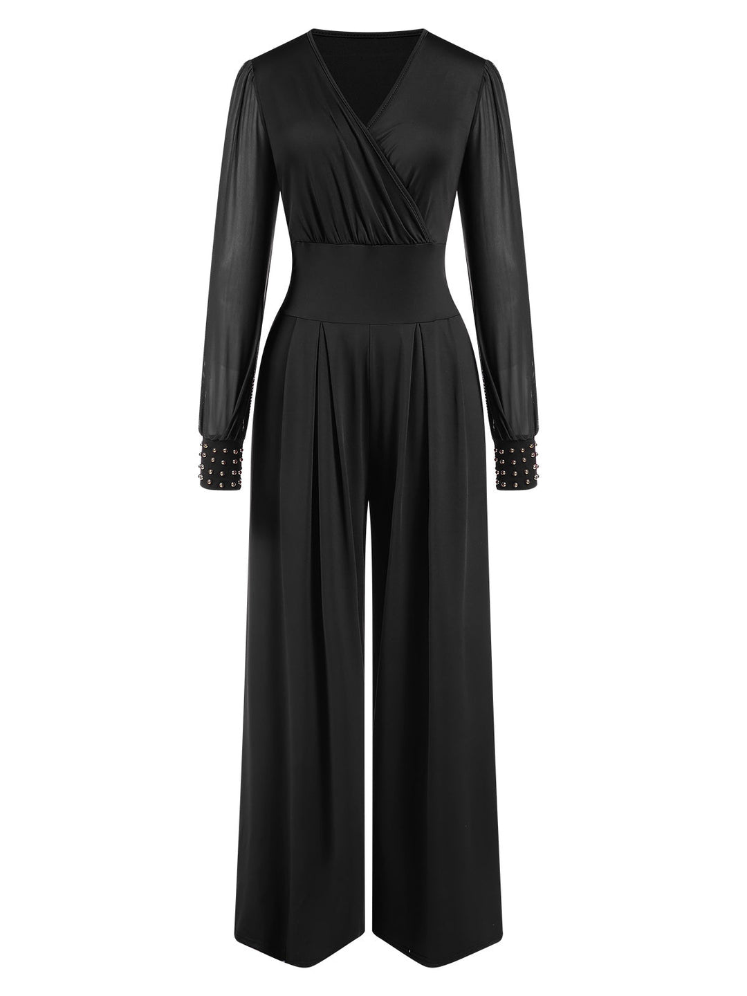 1930s Solid V-Neck Beading Mesh Jumpsuit, vintage romper, retro jumpsuit - perfect for women who love vintage and retro fashion