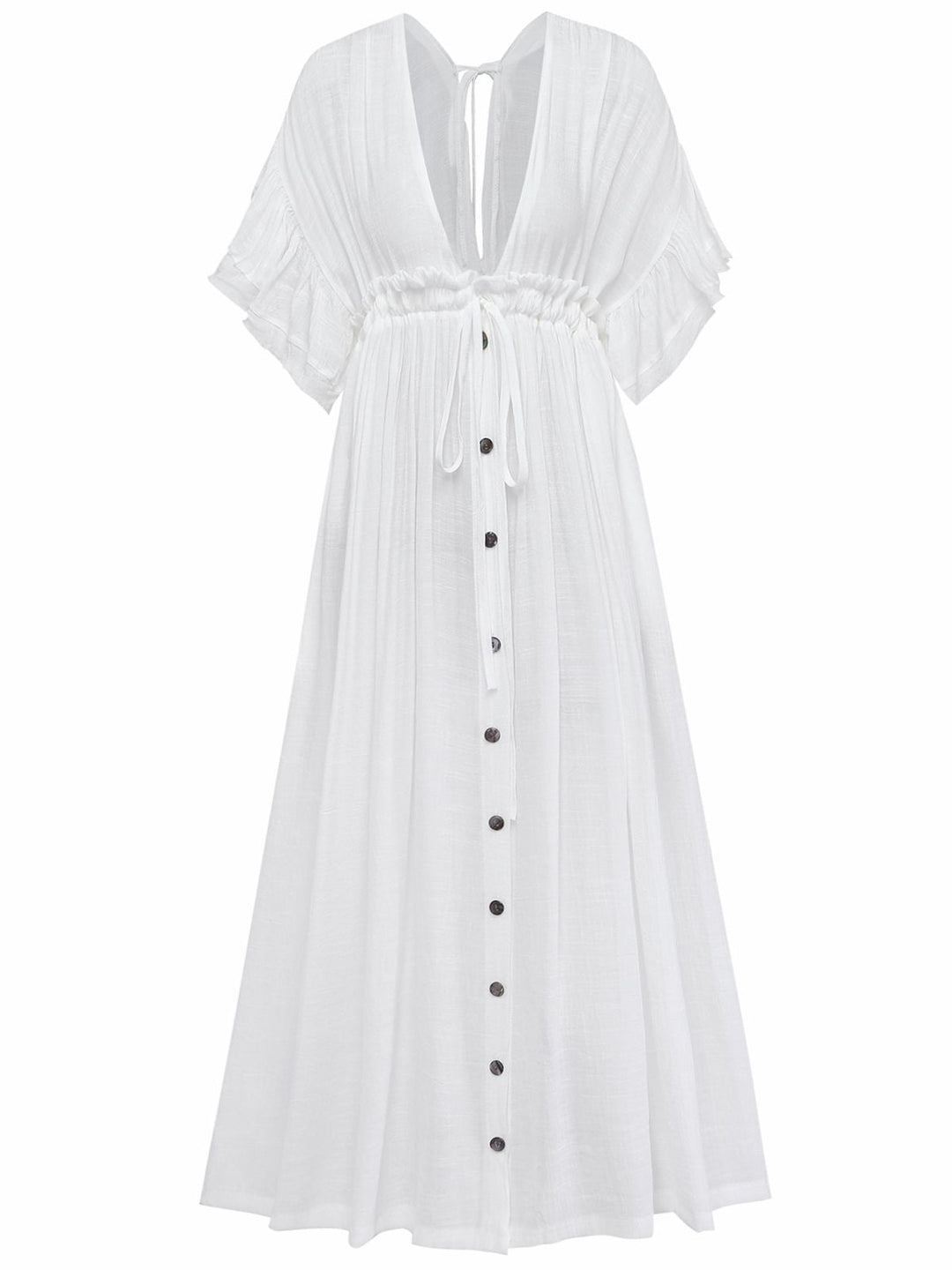 1930s Solid V-Neck Rayon Slub Beach Cover-Up - vintage fashion, retro style