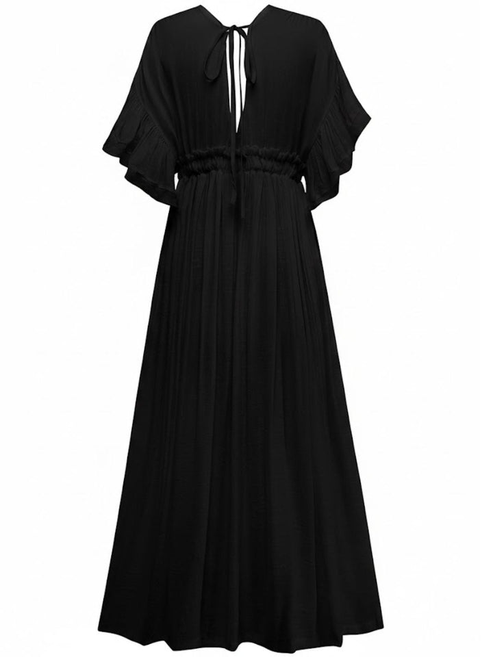 1930s Solid V-Neck Rayon Slub Beach Cover-Up - vintage fashion, retro style