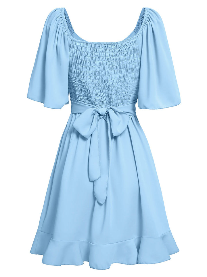 1930s Solid V-Neck Waist Ruffle Dress — a 1930s silhouette that turns sidewalks into runways