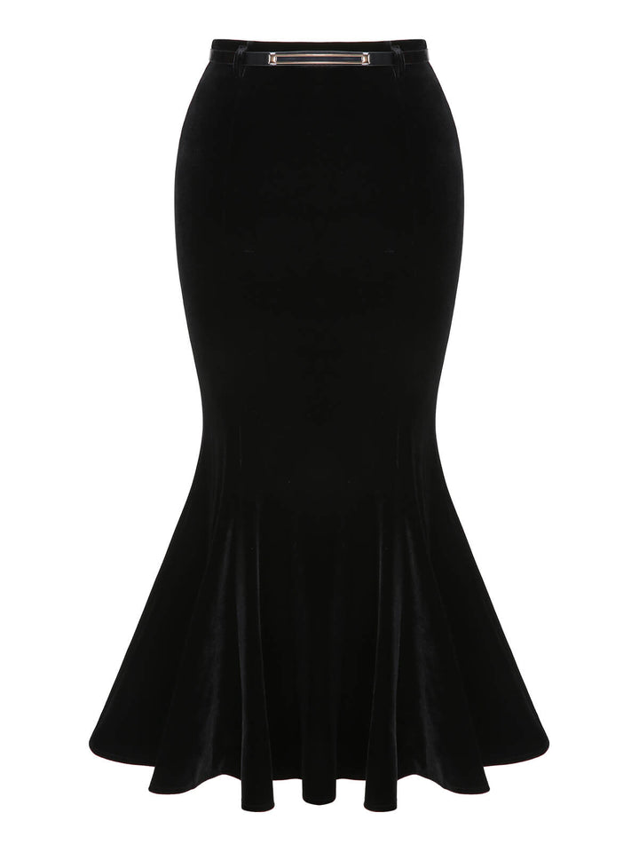 1930s Solid Velvet Mermaid Skirt: 1930s grace for the woman who dances through life
