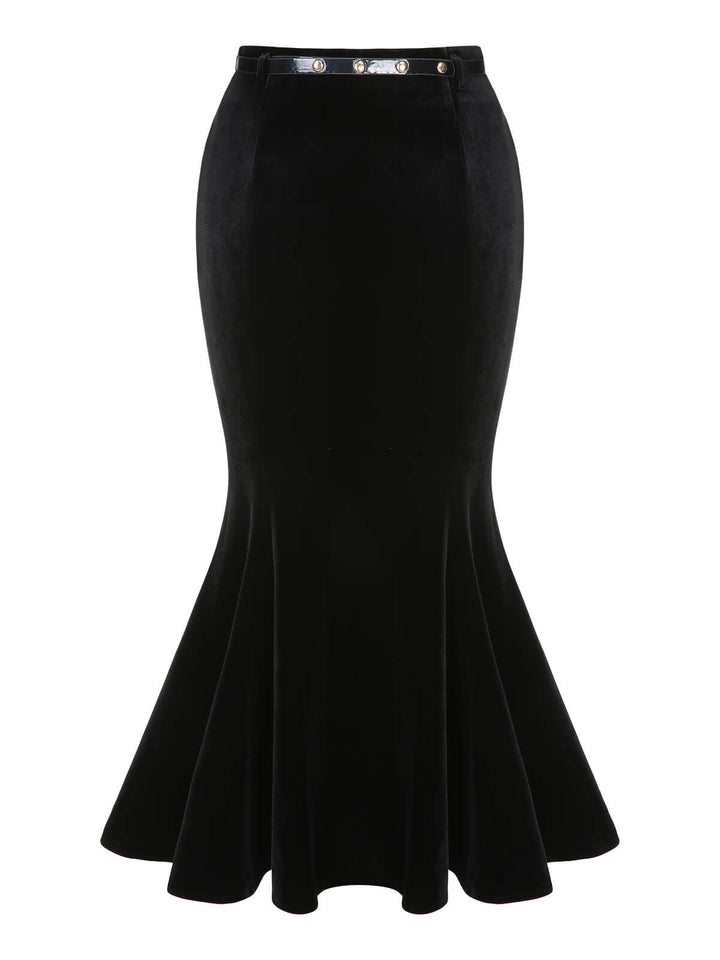 This 1930s Solid Velvet Mermaid Skirt spins 1930s stories with every step