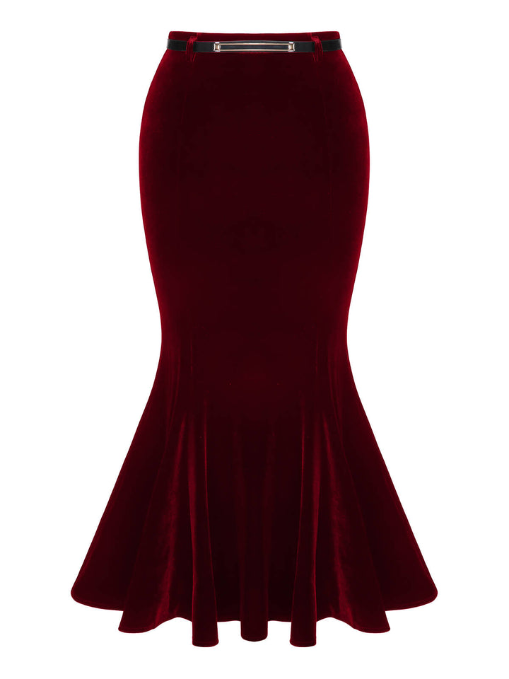 1930s Solid Velvet Mermaid Skirt — 1930s femininity that moves with her mood