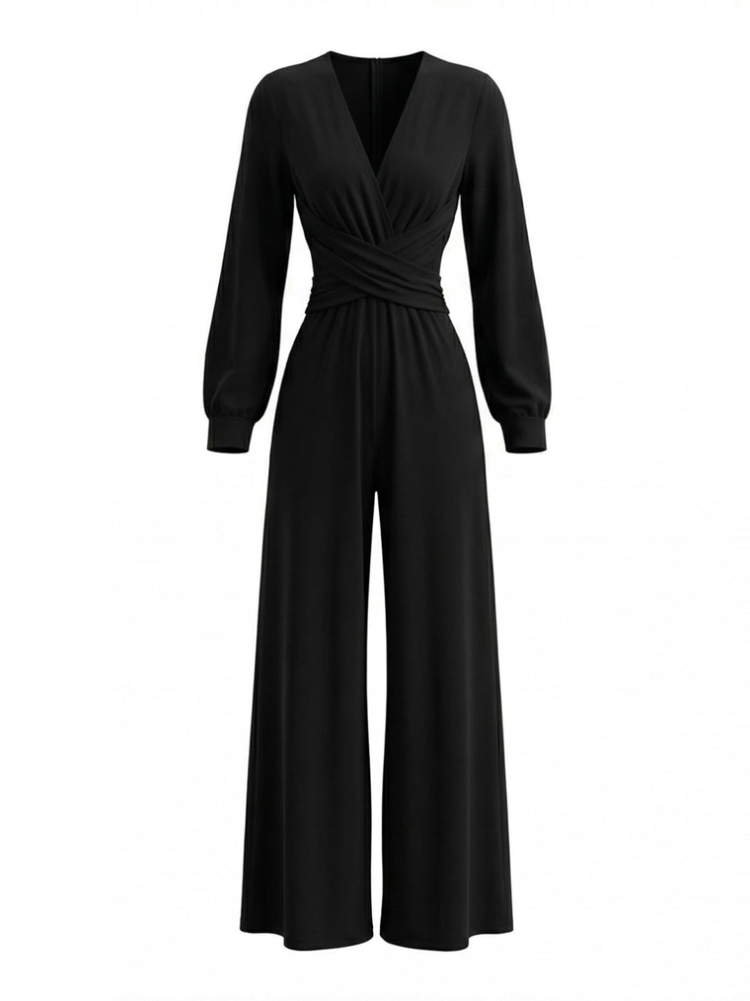 1930s Solid Wrap Front Long Sleeve Jumpsuit - vintage romper, retro jumpsuit for vintage lovers