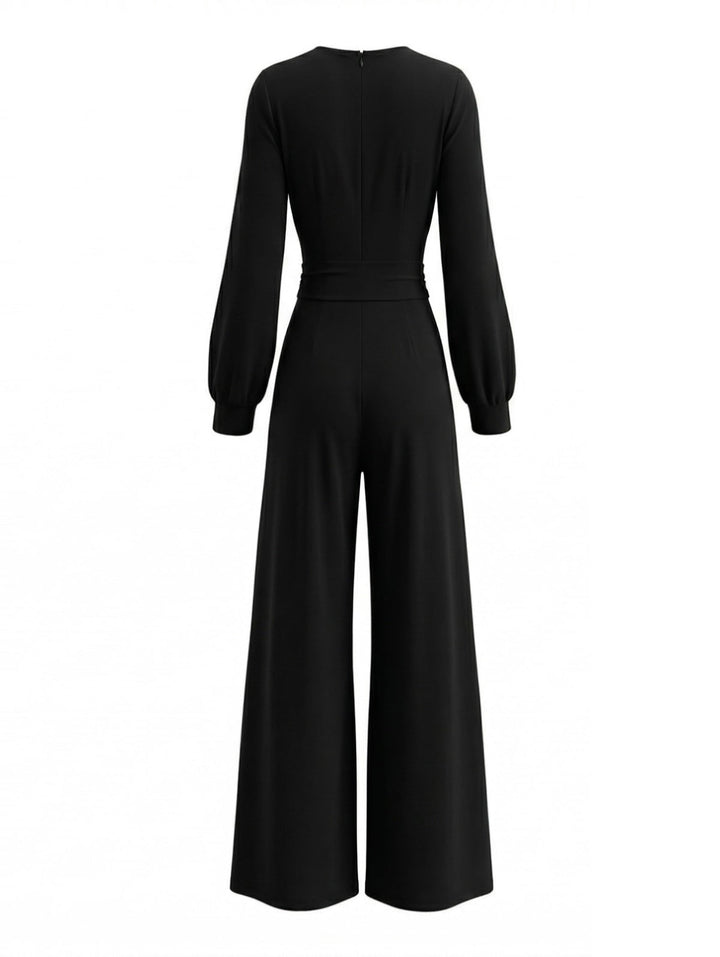 1930s Solid Wrap Front Long Sleeve Jumpsuit - vintage romper, retro jumpsuit for vintage lovers
