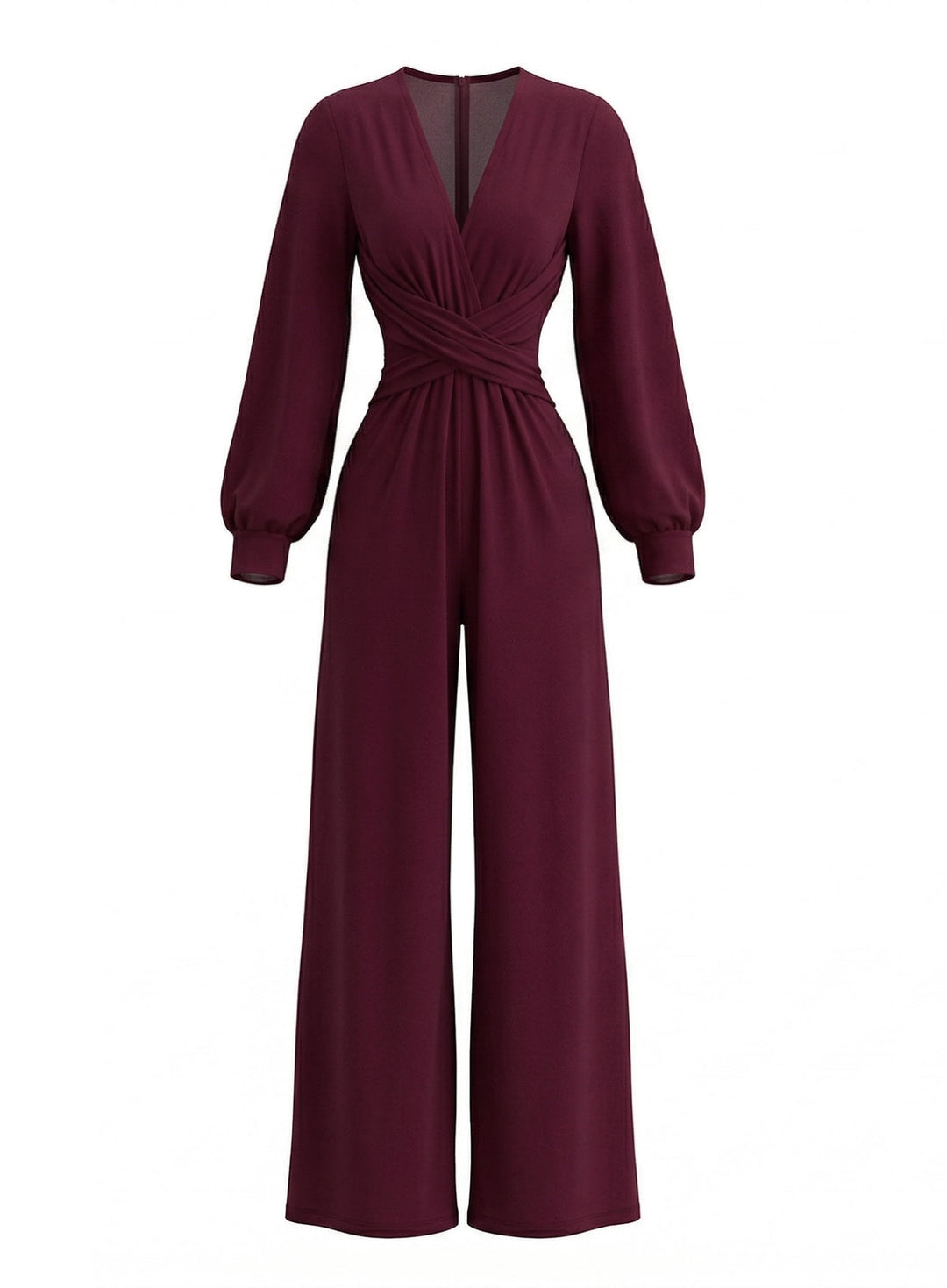 1930s Solid Wrap Front Long Sleeve Jumpsuit - vintage romper, retro jumpsuit for vintage lovers