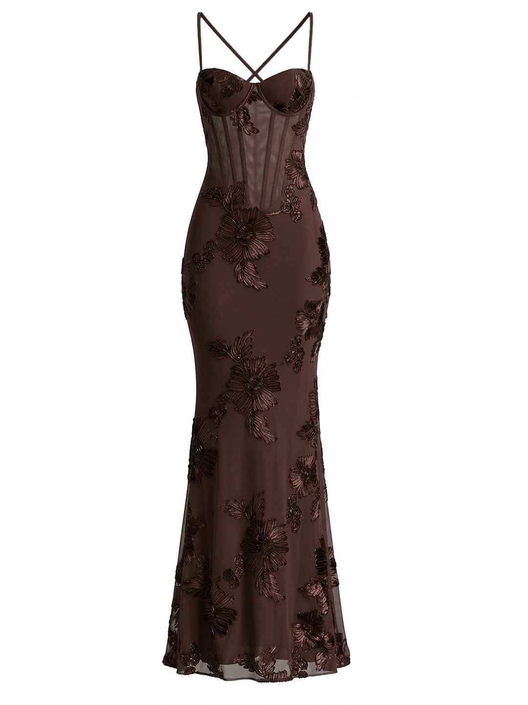 1930s Spaghetti Strap 3D Floral Maxi Mermaid Dress: beautiful vintage dress, retro fashion, elegant style with timeless appeal