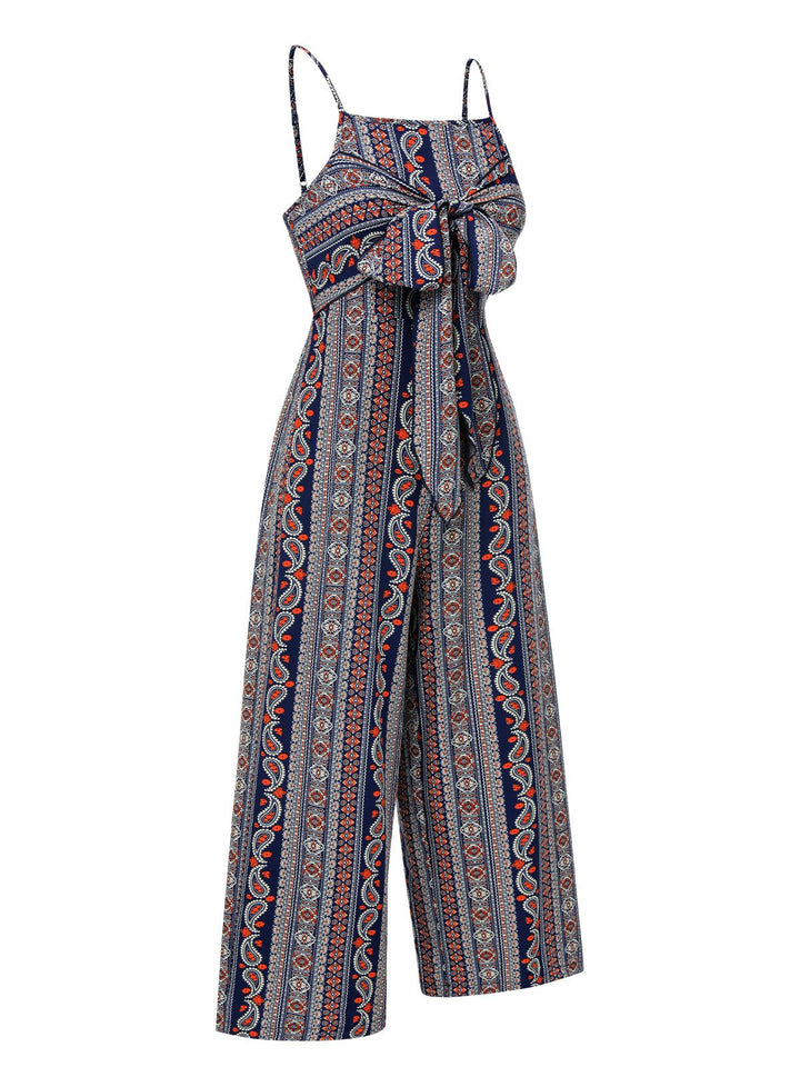 1930s Spaghetti Strap Bohemian Tie-Front Jumpsuit: timeless 1930s elegance she makes her own