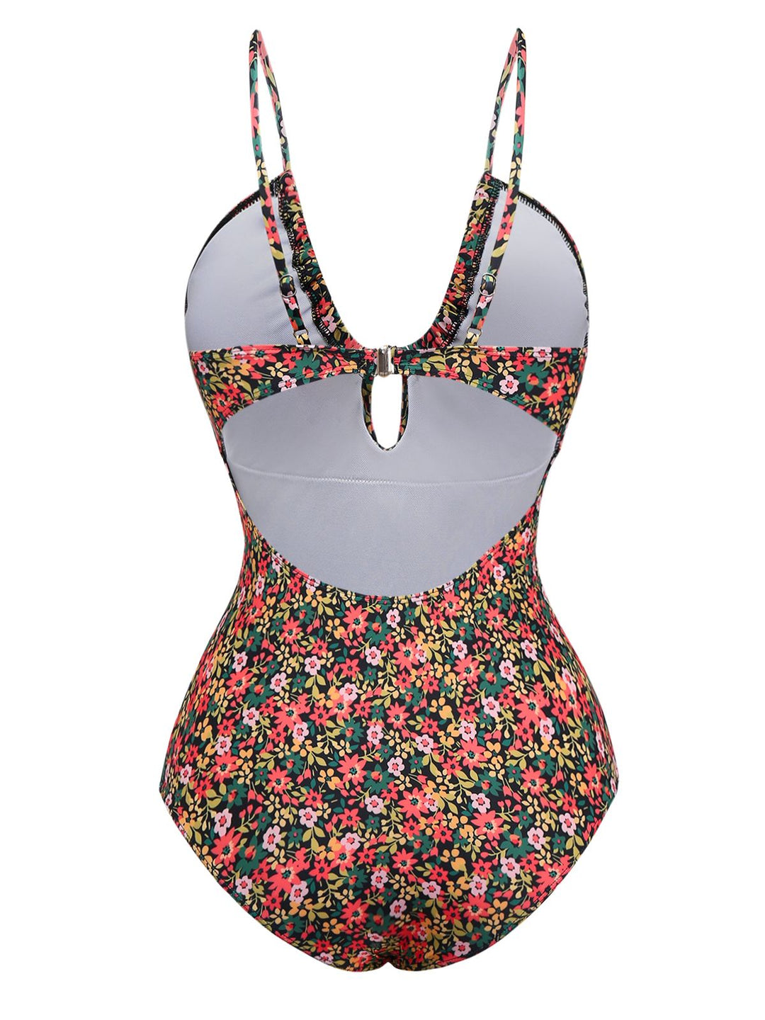 1930s Spaghetti Strap Ditsy Floral One-Piece Swimsuit: 1930s Riviera elegance, reimagined for her