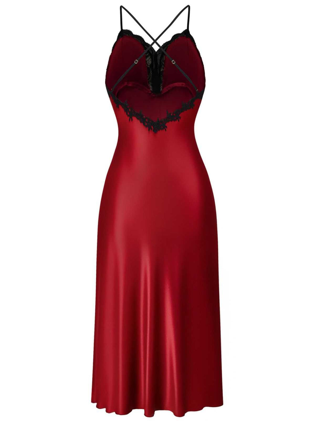 Spaghetti Strap Lace Satin Nightdress - vintage dress, retro fashion