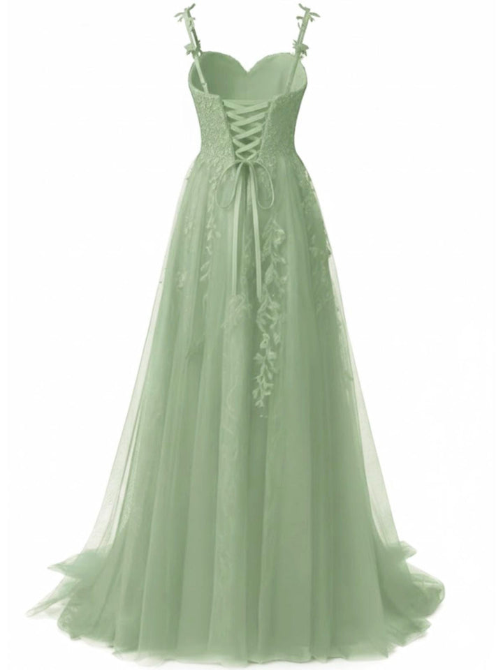 1930s Spaghetti Strap Lace Tulle Maxi Dress - vintage dress, retro fashion