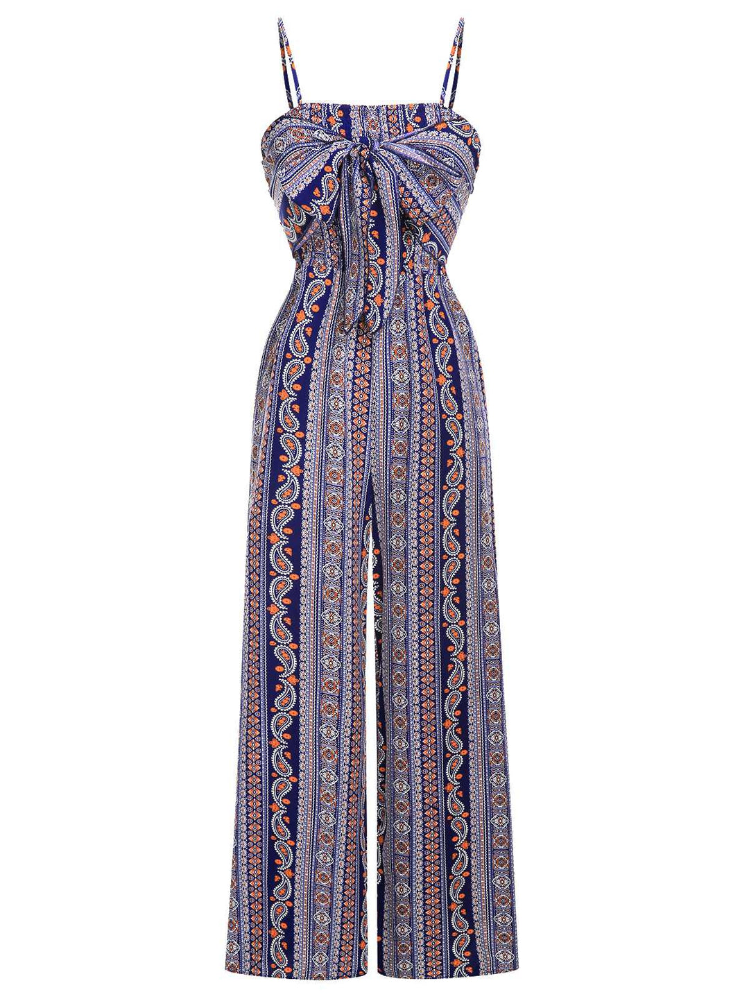 She finds her 1930s story in this 1930s Spaghetti Strap Lace-Up Bohemian Jumpsuit