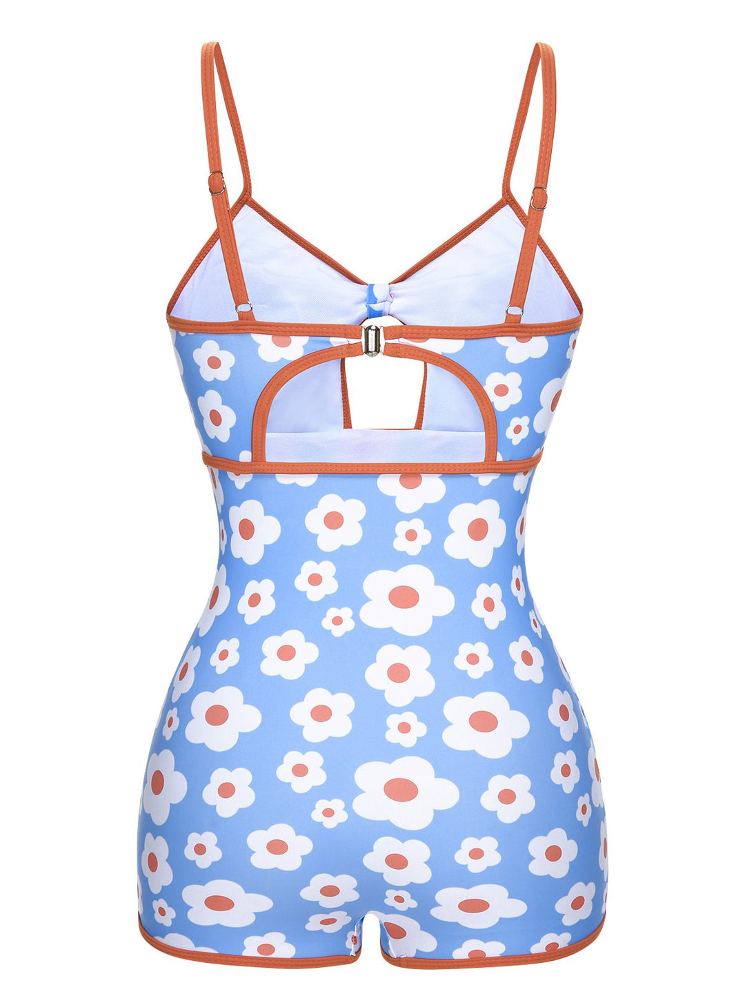 This 1930s Spaghetti Straps Cartoon Flowers Boxer Swimsuit carries 1930s vacation dreams in every stitch