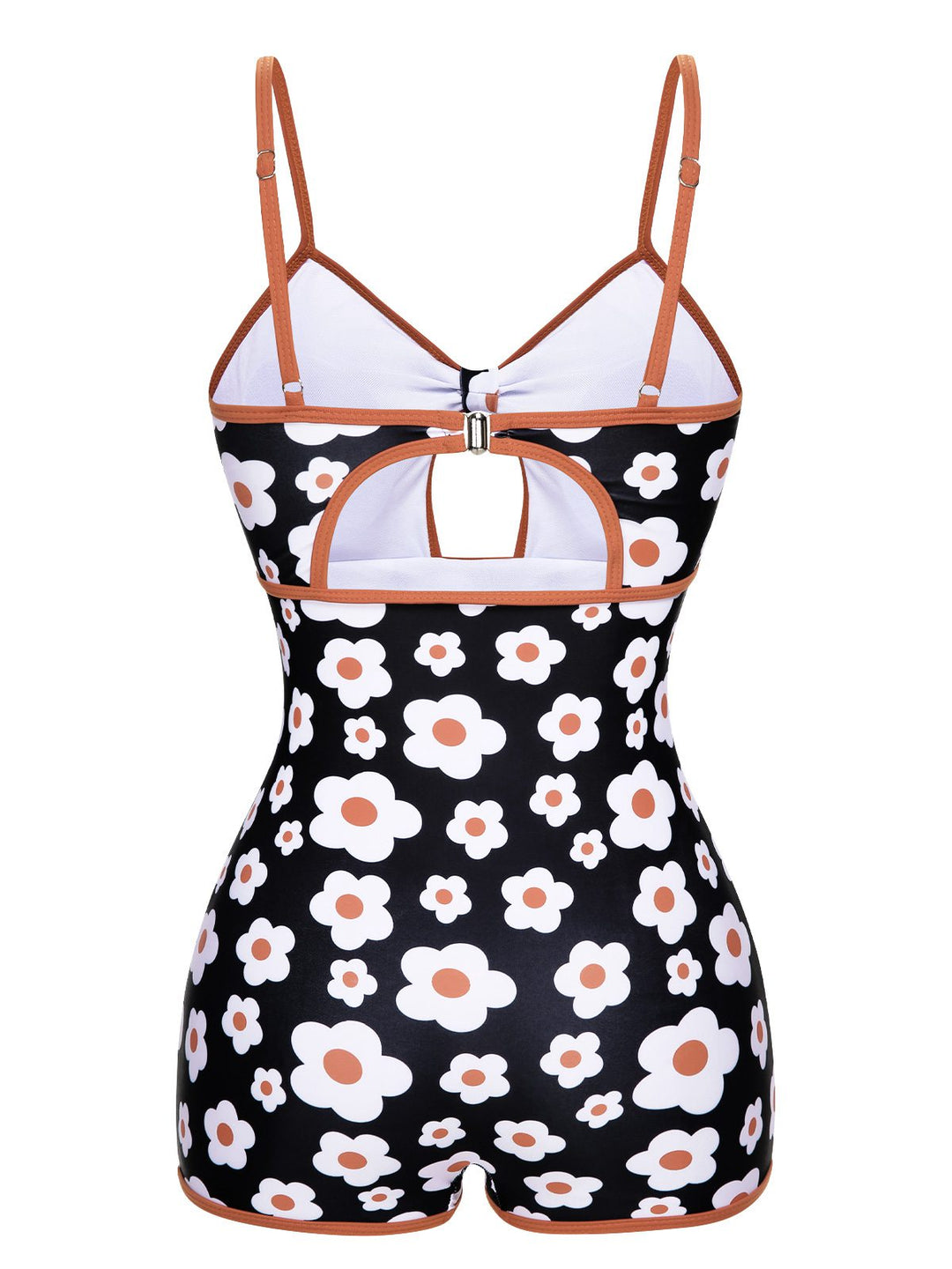 1930s Spaghetti Straps Cartoon Flowers Boxer Swimsuit: 1930s Riviera elegance, reimagined for her