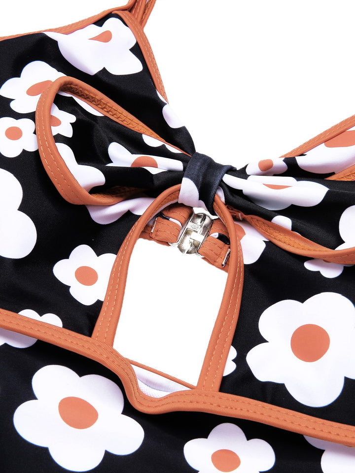 1930s Spaghetti Straps Cartoon Flowers Boxer Swimsuit — because 1930s glamour never goes out of style