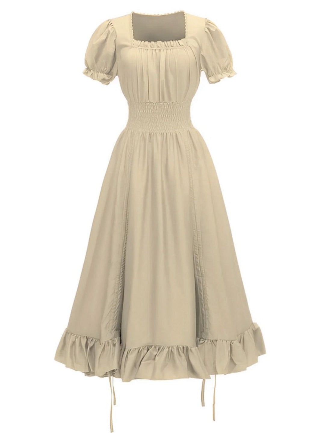 1930s Square Neck Wrinkles Puff Sleeves Dress — a 1930s silhouette that turns sidewalks into runways