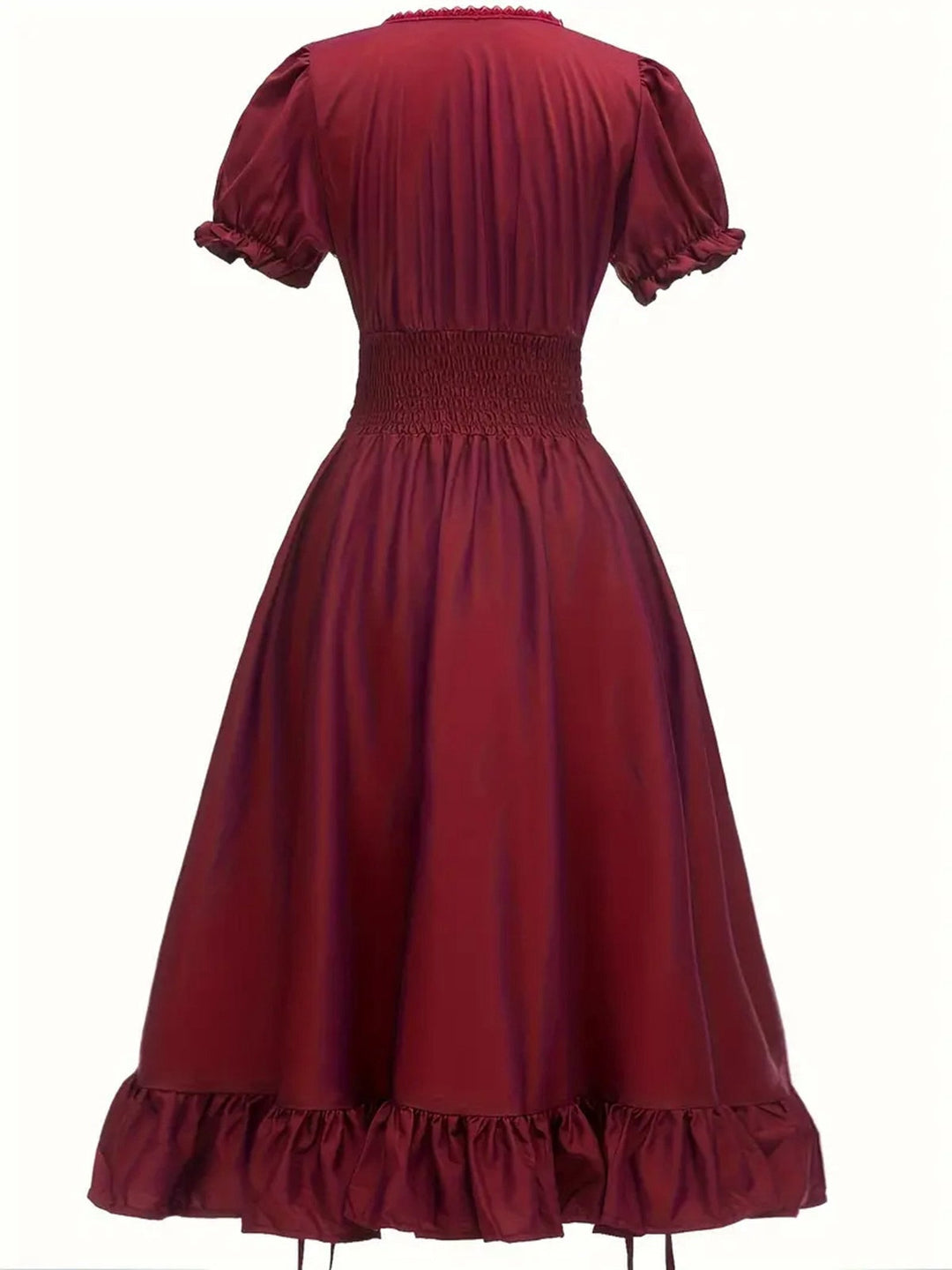 1930s Square Neck Wrinkles Puff Sleeves Dress — the kind of 1930s dress that makes strangers smile