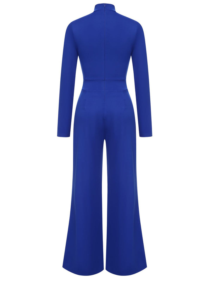 She finds her 1930s story in this 1930s Stand Collar Long Sleeve Wide Leg Jumpsuit