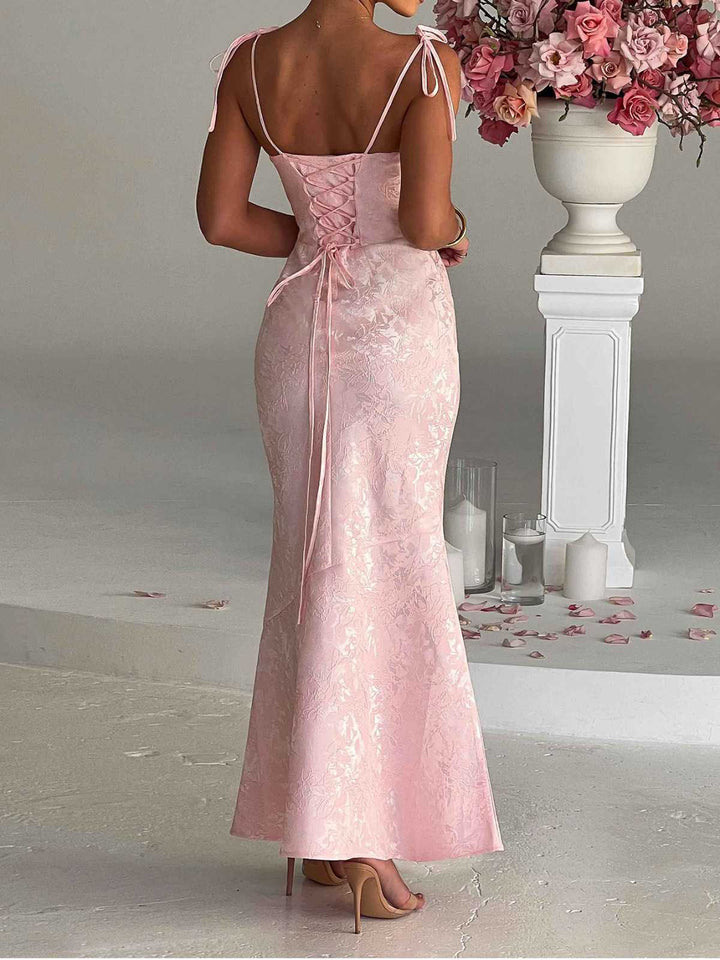 1930s Strap Floral Jacquard Mermaid Dress - vintage dress, retro fashion