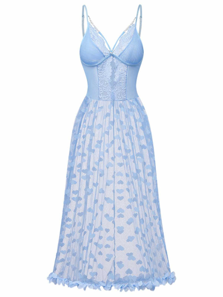 Strap Lace Heart Nightgown - vintage nightgown, retro sleepwear
