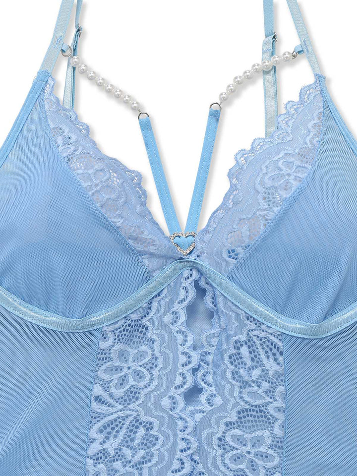 Strap Lace Heart Nightgown - vintage nightgown, retro sleepwear