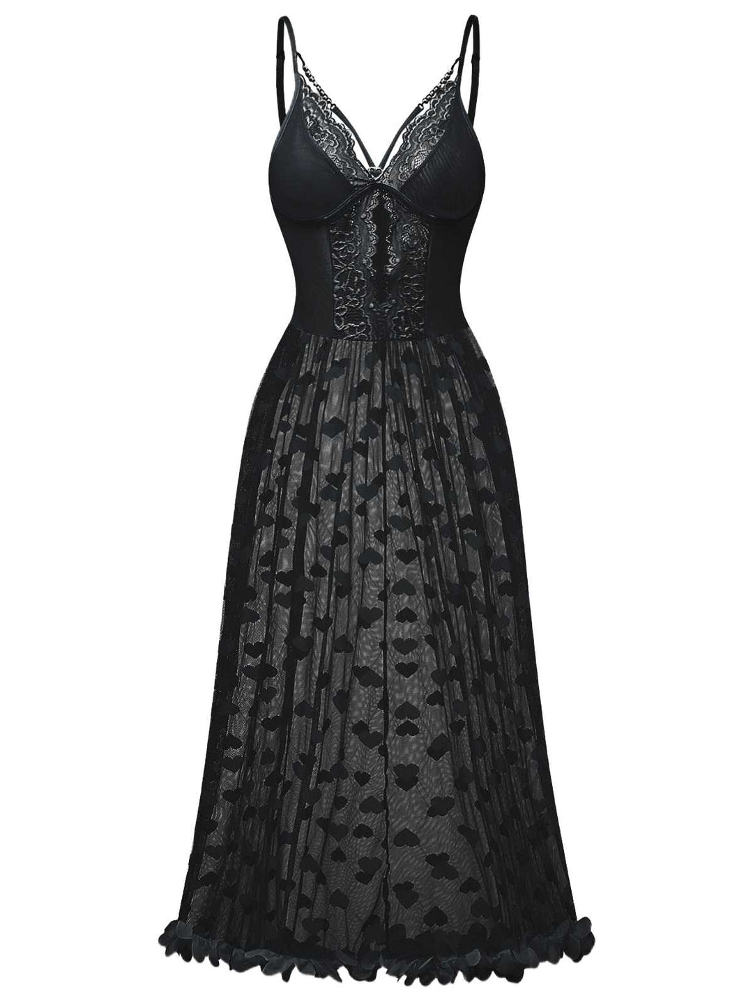 Strap Lace Heart Nightgown - vintage nightgown, retro sleepwear