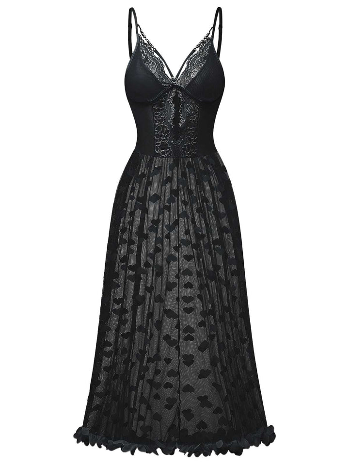 Strap Lace Heart Nightgown - vintage nightgown, retro sleepwear