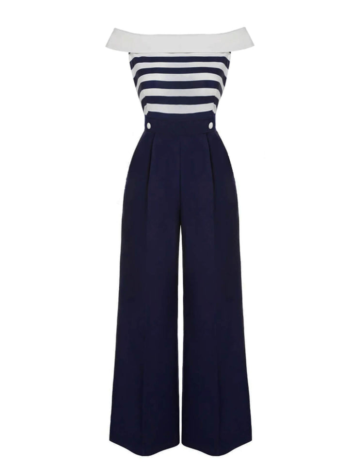 1930s Stripe OffShoulder Jumpsuit | 1930s | vintage romper, retro jumpsuit