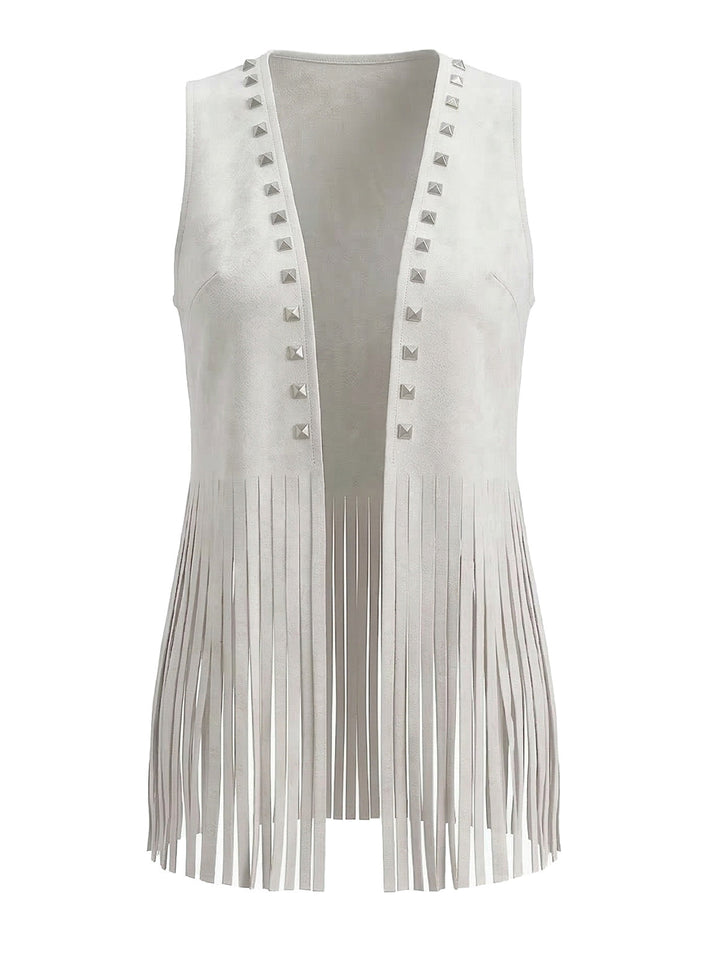 1930s Suede Studded Fringe Western Vest, vintage fashion, retro style - perfect for women who love vintage and retro fashion