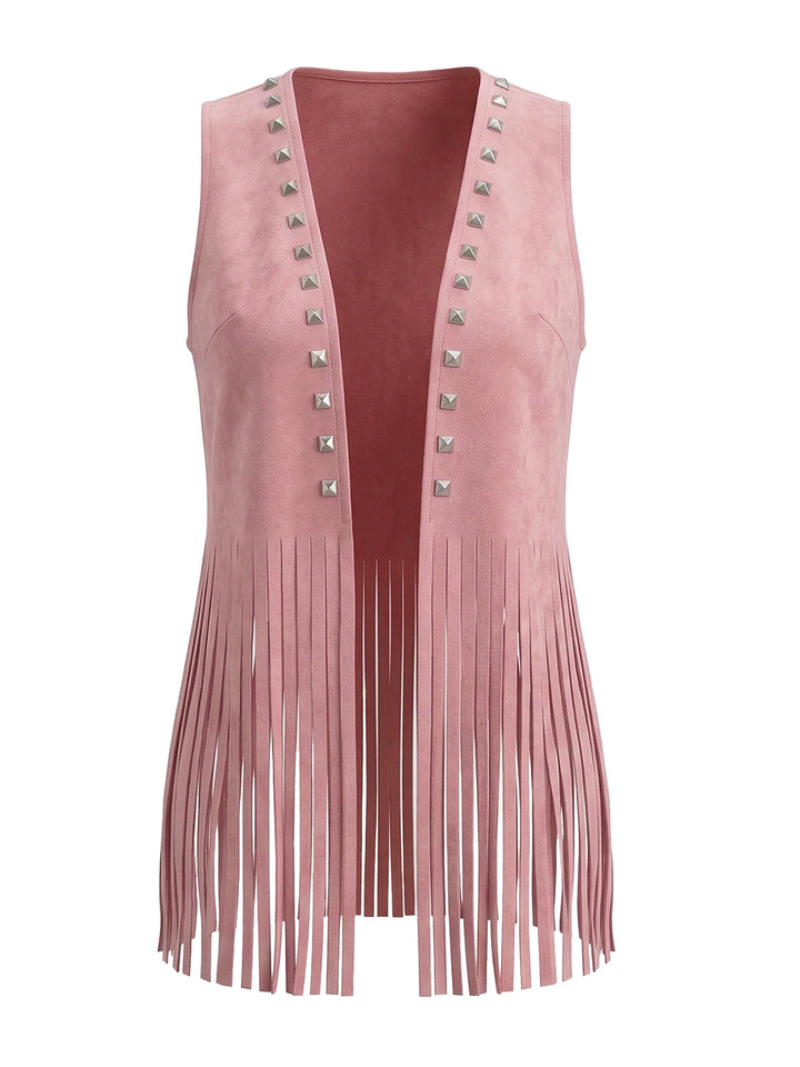1930s Suede Studded Fringe Western Vest, vintage fashion, retro style - perfect for women who love vintage and retro fashion