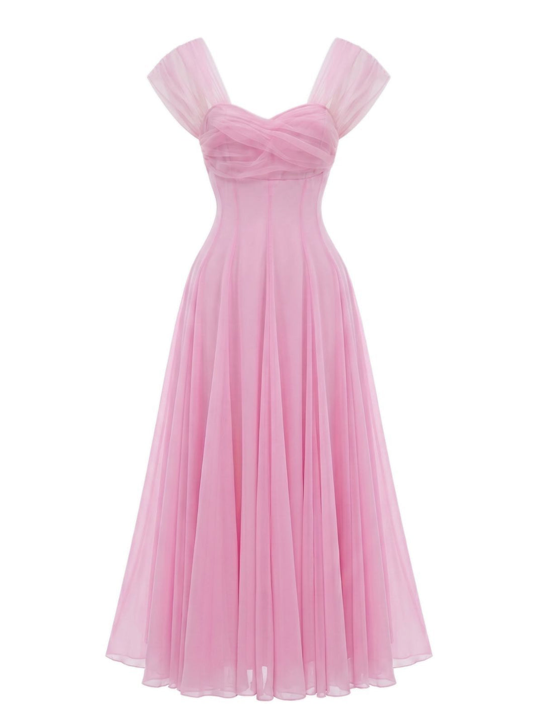 1930s Sweetheart Neck Cap Sleeve Mesh Fishbone Dress, vintage dress, retro fashion, women, elegant