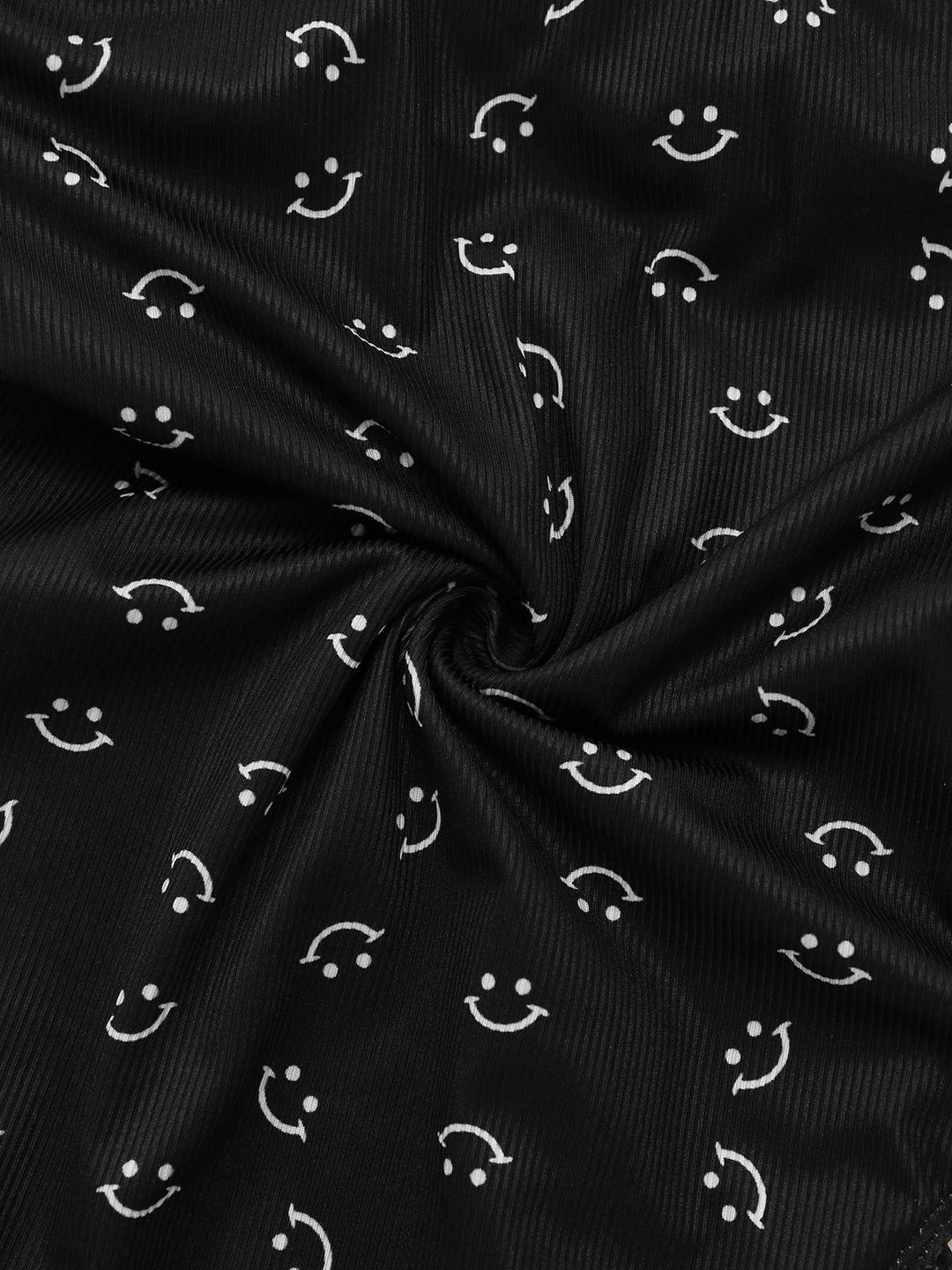 Black 1930s Smile Print Ruffles Spaghetti Straps One-Piece Swimsuit - vintage swimsuit, pin-up style, classic black