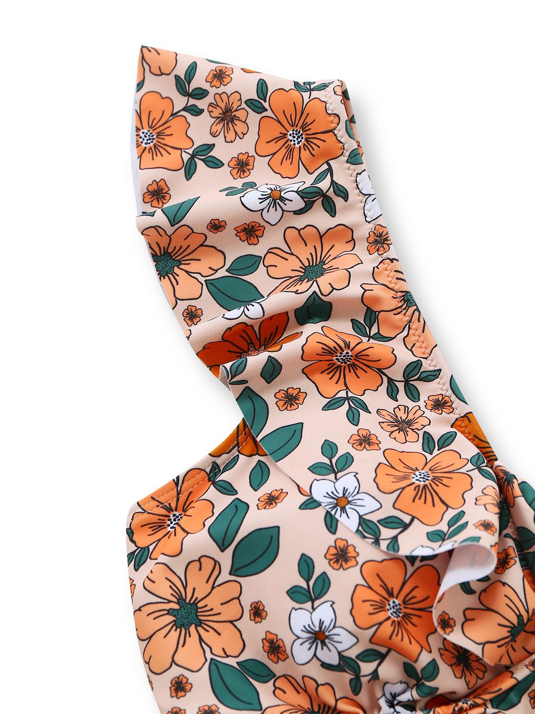 1930s Floral Ruffle Cutout Tie-Front One-Piece Swimsuit - vintage swimsuit, pin-up style