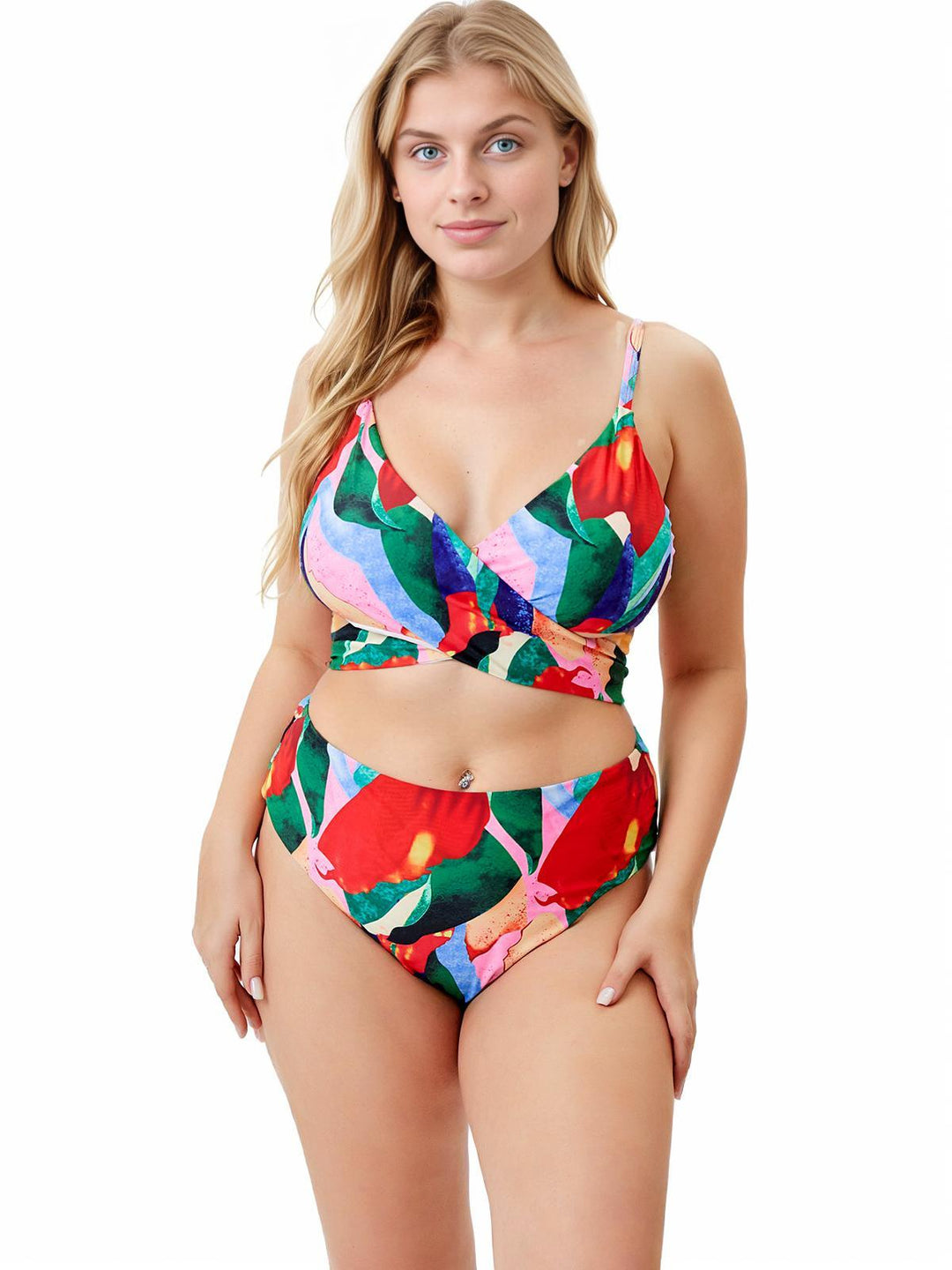 1930s Tropical Print Wrap Swimsuit &amp; Cover Up - vintage swimsuit, pin-up style