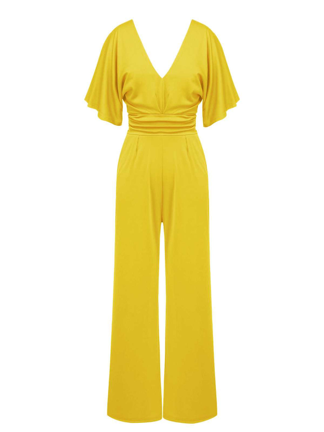 She finds her 1930s story in this 1930s V-Neck Knitted Solid Jumpsuit