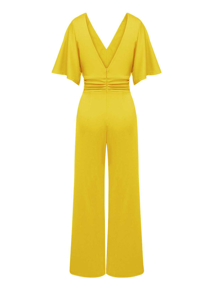 1930s V-Neck Knitted Solid Jumpsuit: timeless 1930s elegance she makes her own