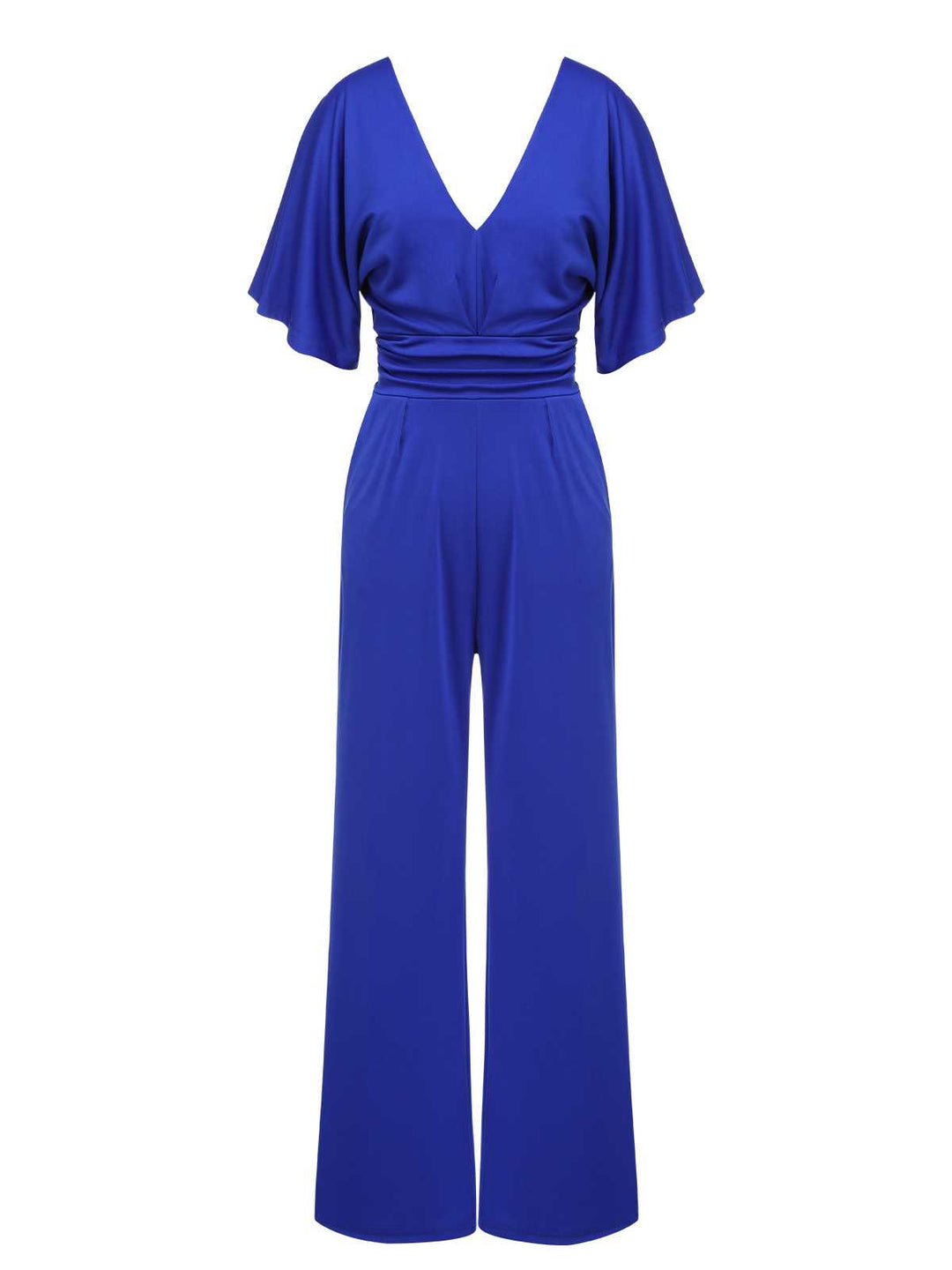 1930s V-Neck Knitted Solid Jumpsuit — 1930s style that transcends decades